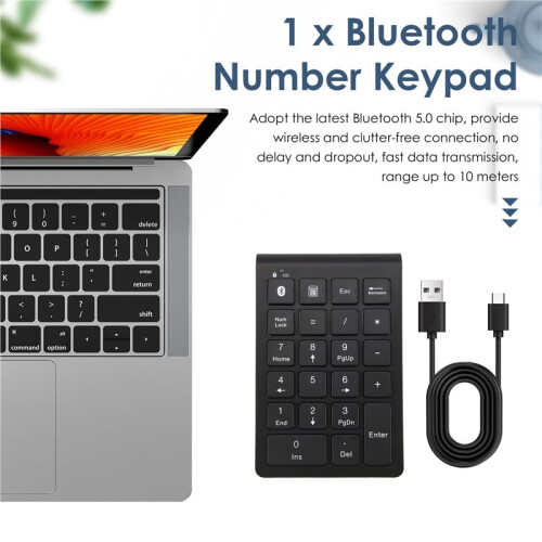 Wireless  Number Keypad, 22-Keys Portable Slim Numeric Pad for Laptop Computer, PC, Desktop, Notebook 1