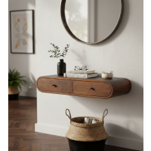 Curved Wall Mounted Console Table Double Drawers