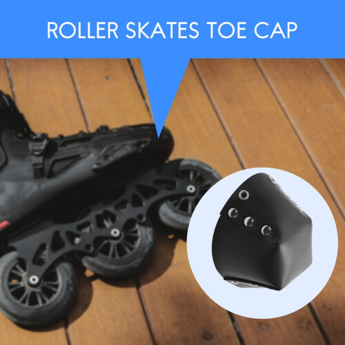1 Pair Roller Skate Toe Caps PU Leather Skate Toe Guards for Roller Skates Toe Cap Protective Black 1