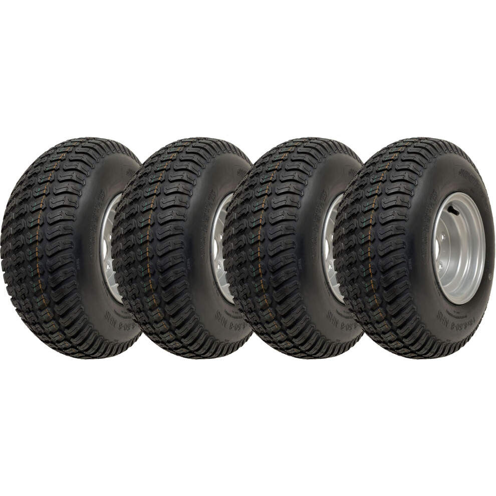 Parnells 18X6.50-8 Lawnmower Grass Tyre On Rim 4Ply Wanda P332 4X100mm Pcd Rim (Set Of 4)
