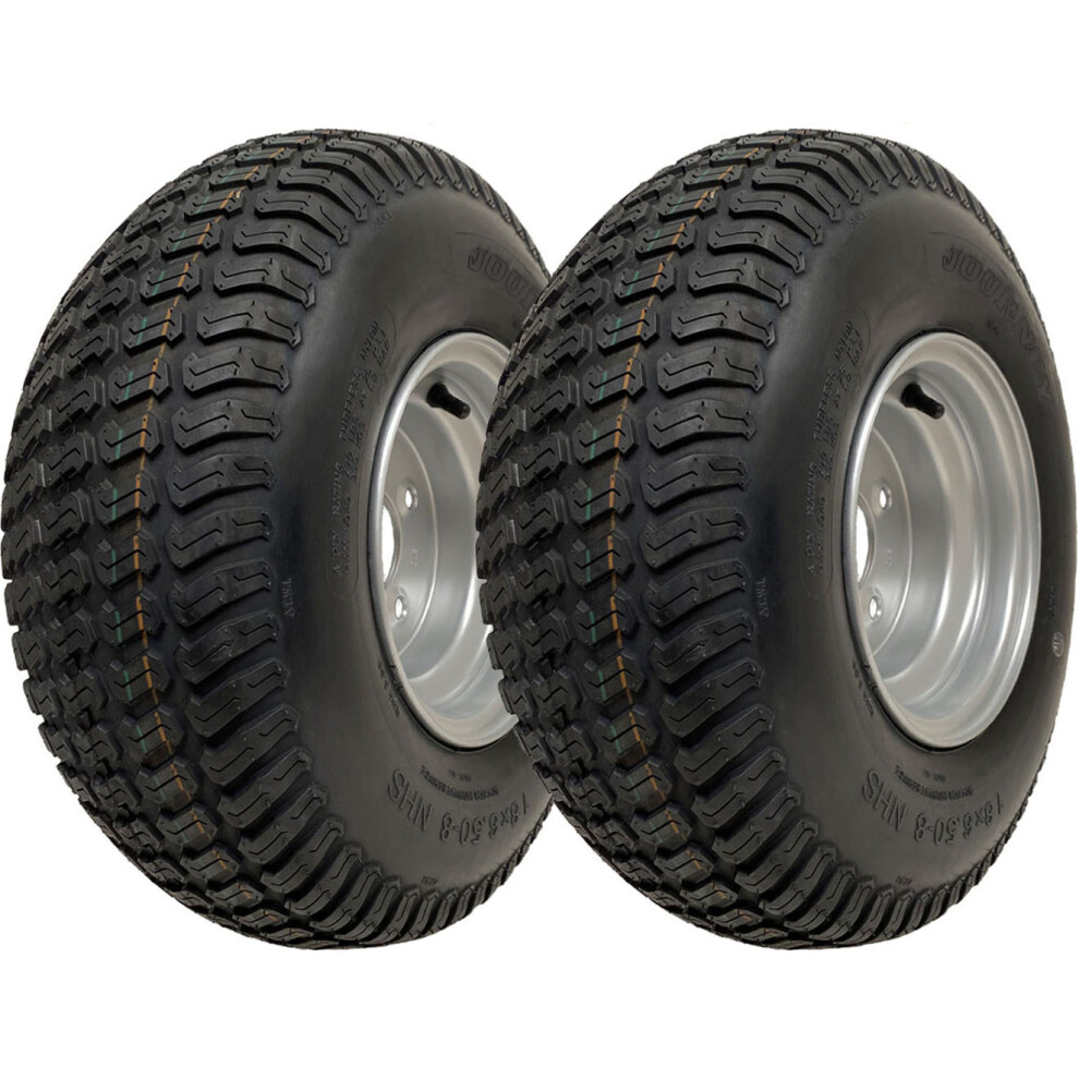 Parnells 18X6.50-8 Lawnmower Grass Tyre On Rim 4Ply Wanda P332 4X100mm Pcd Rim (Set Of 2)