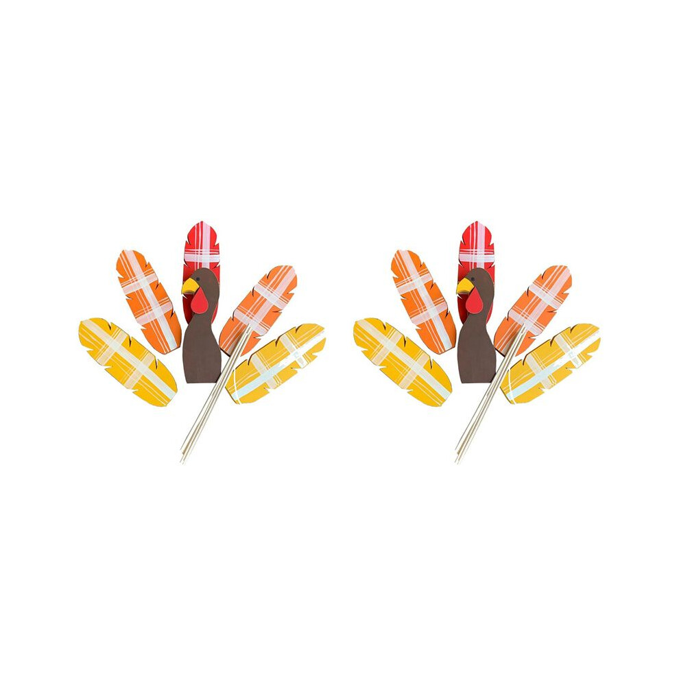 12X Wooden Turkey Planter Sticks,Thanksgiving Decorations For Outdoor Garden Farms Patio Planters Thanksgiving 4711981015377