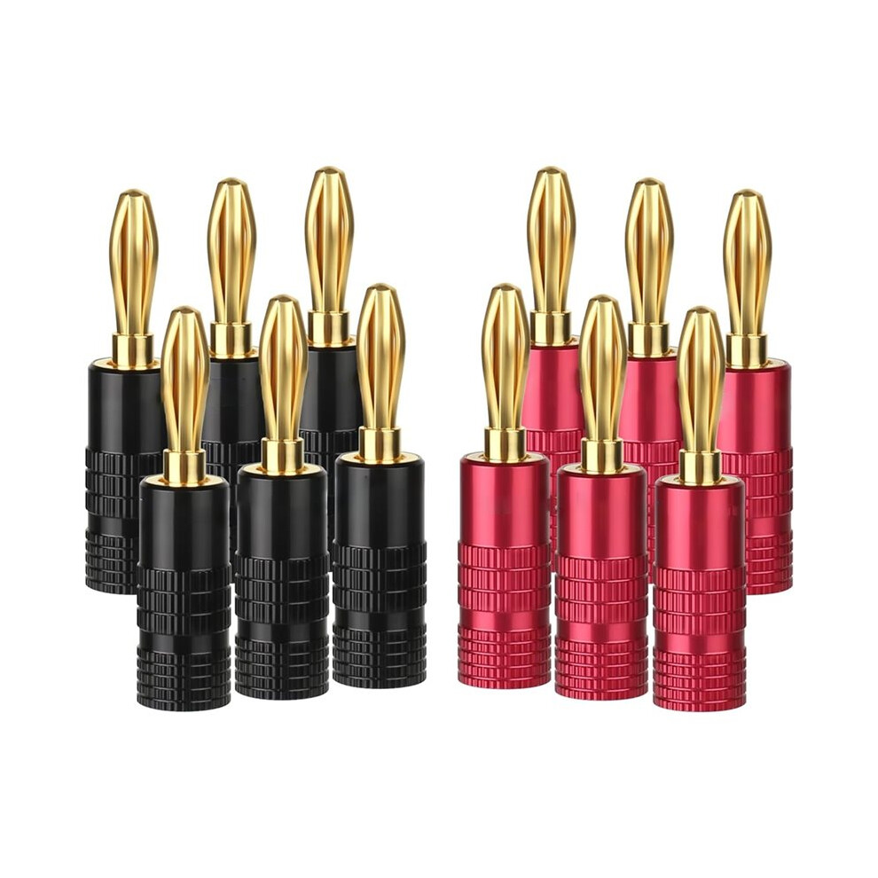 1 Set/12Pcs Banana Plugs With Dual Set Screws, 24K -Plated Contacts, 6 Pairs - Ideal For High-Fidelity Audio Systems Gold 6032845711319