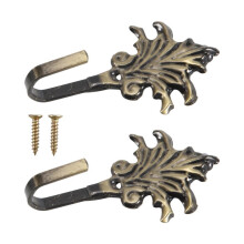 2pcs Vintage Maple Leaves Curtain Tieback Tassel Hooks Door Wall Hook Bronze