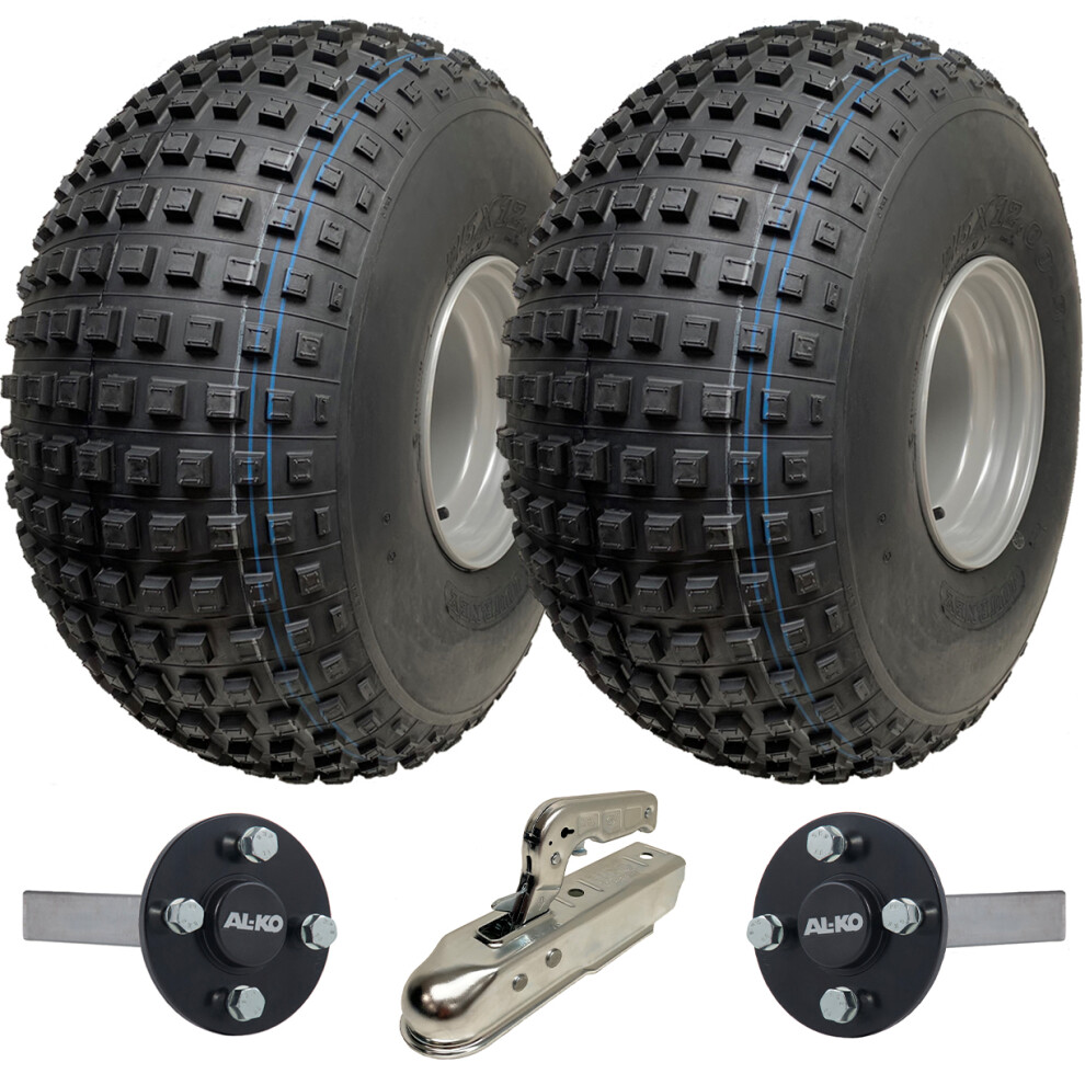 Parnells 25X12.00-9 Knobby Atv Quad Trailer Kit Wheels Alko Axles Hitch Capacity 390Kgs