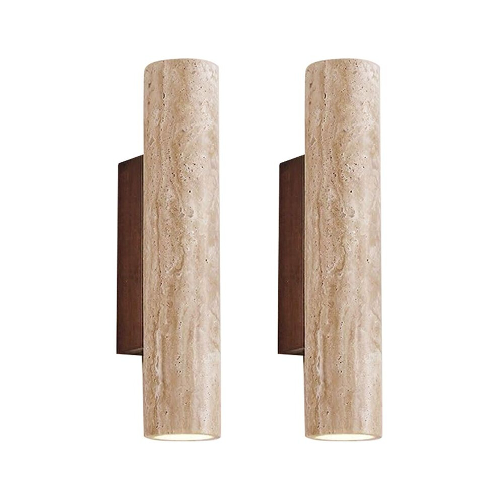 2X Led Wall Light Modern Simple Natural Yellow Travertine Wall Light With And Down Light 6032029704199