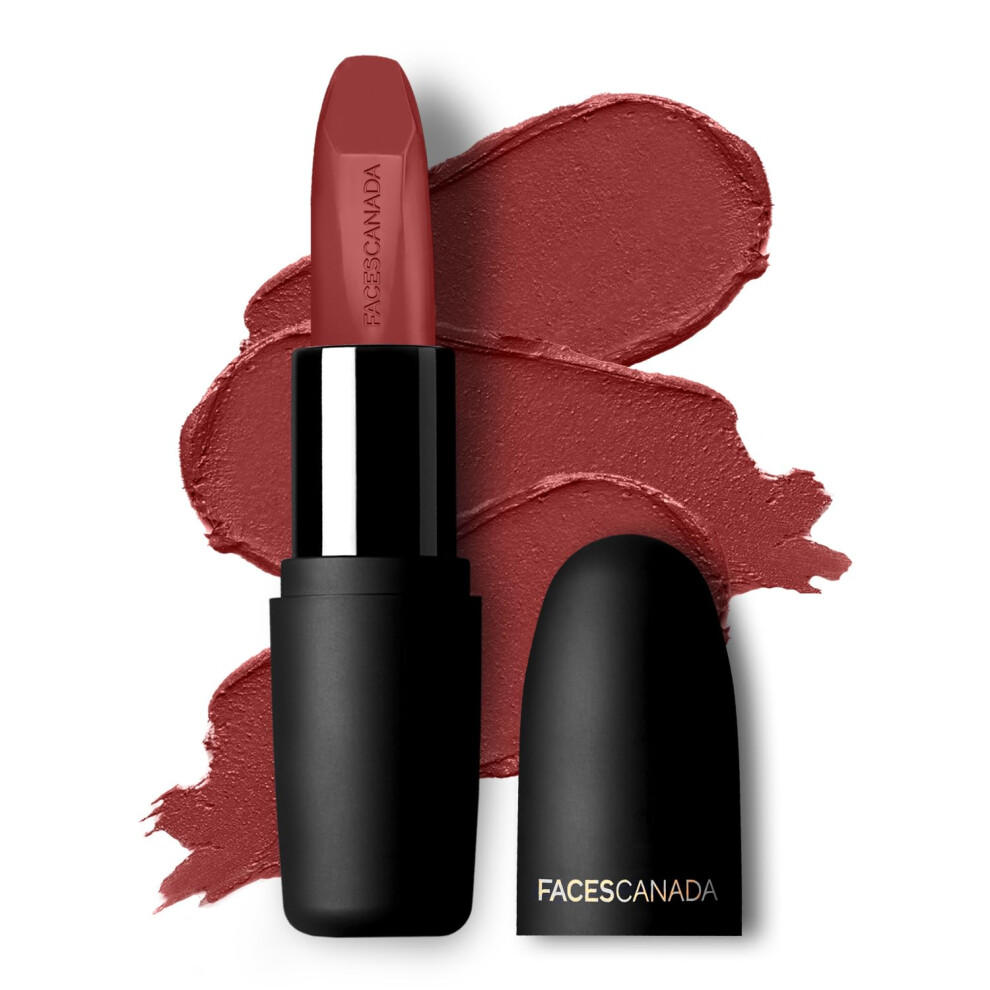 Facescanada Faces Canada Weightless Matte Lipstick - Forever Red 03 (Red), 4.5G | Highly Pigmented Lip Color | Smooth One Stroke Glide | Moisturizes & Hydrates Li