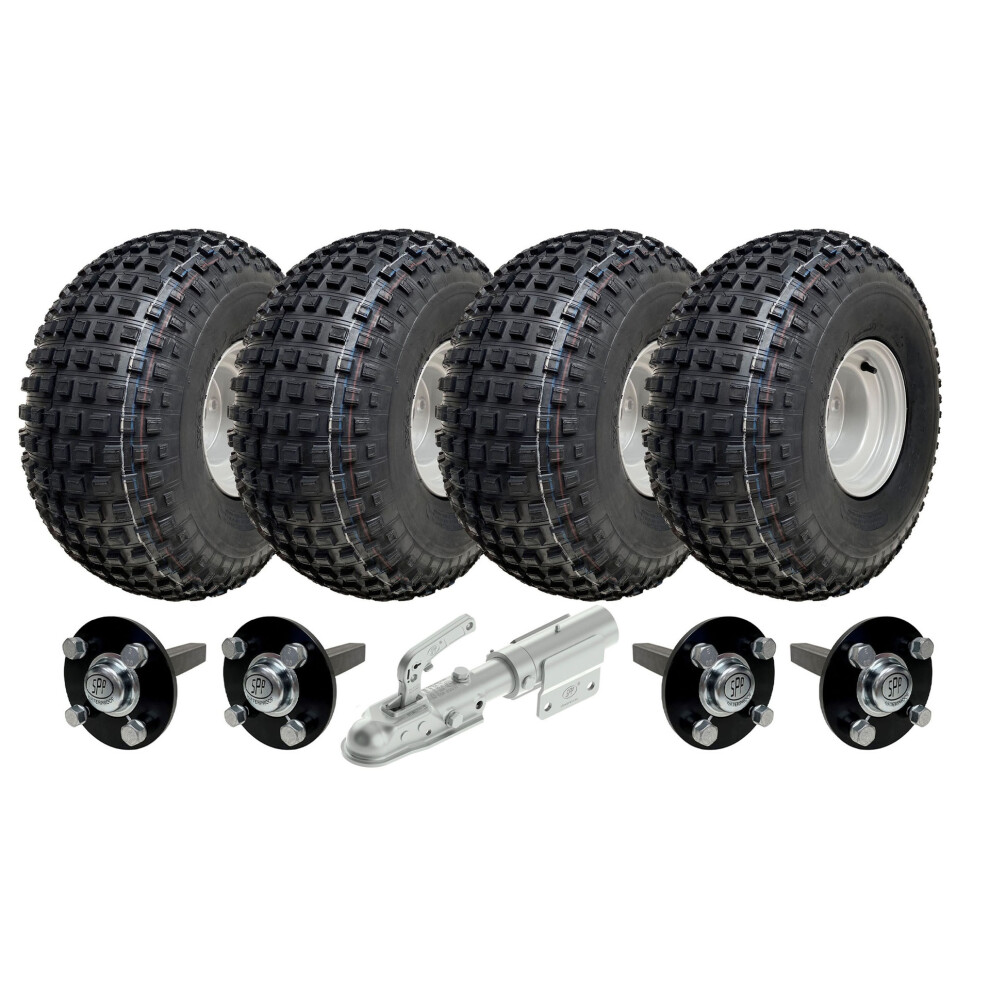 Parnells 22X11.00-8 Knobby Atv Quad Trailer Kit Wheels Axles Swivel Hitch Max Load 620Kgs