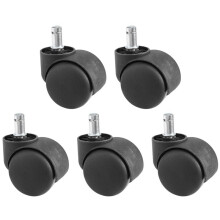 50mm Roues de roulettes de chaise de bureau - ensemble de 5 - Noir