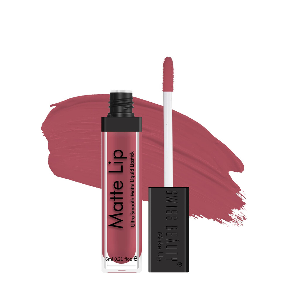 Swiss Beauty Ultra Smooth Matte Lip Liquid Lipstick, Smooth Lip Color, Weightless Finish, Silky Matte Finish, Shade- Iconic Nude, 6Ml