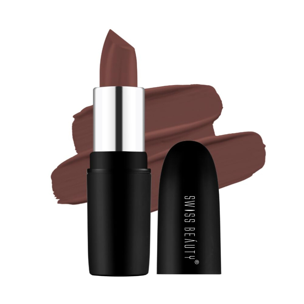 Swiss Beauty Pure Matte Creamy Lipstick | Non-Drying, Highly Pigmented Lipstick | Shade- Espresso, 3.8Gm|