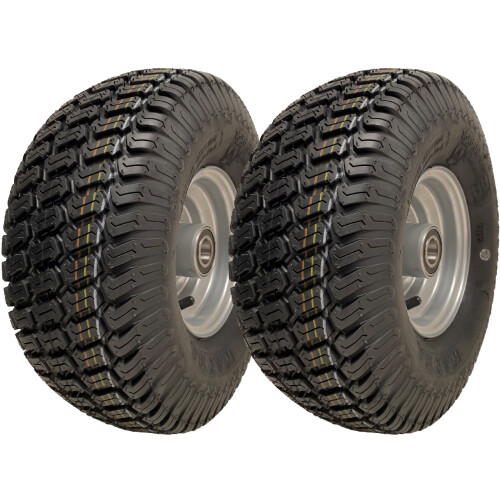 15x6.00-6 Grass Lawnmower Wheels 4ply P332 Tyre on Rim 20mm Bearings (Set of 2)