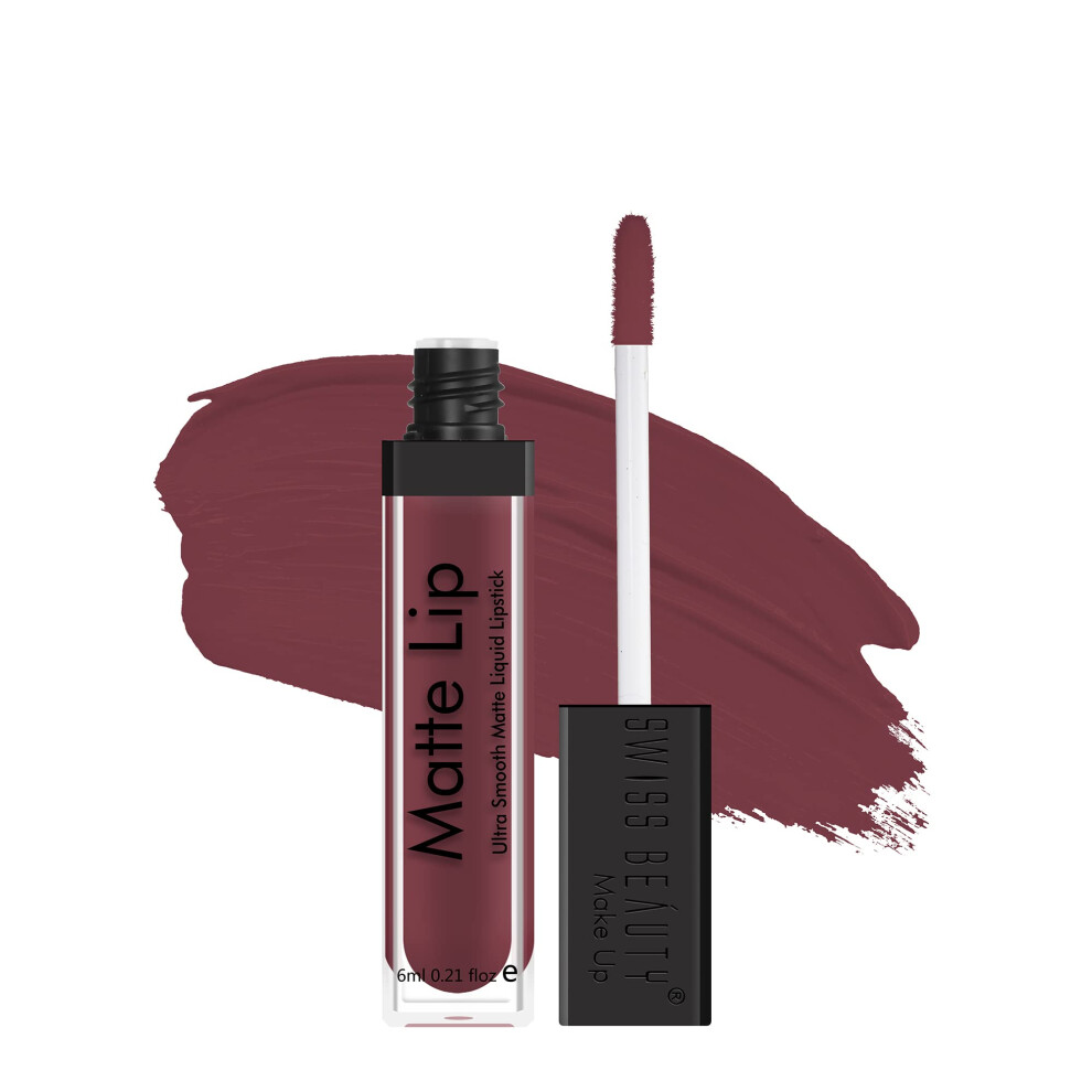 Swiss Beauty Ultra Smooth Matte Lip Liquid Lipstick, Smooth Lip Color, Weightless Finish, Silky Matte Finish, Shade- Sangria, 6Ml