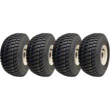 15x6.00-6 Grass Lawnmower Wheels Tyres Fitted on Rims 25mm Bearings (Set of 4)