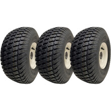 15x6.00-6 Grass Lawnmower Wheels Tyres Fitted on Rims 20mm Bearings (Set of 3)