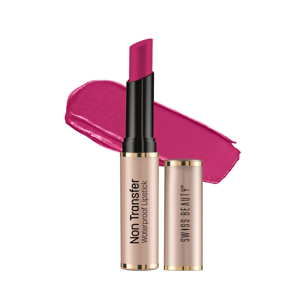 Swiss Beauty Pink Non-Transfer Waterproof Lipstick With Jojoba Seed Oil | Matte Finish | Long-Lasting | Highly Pigmented | Shade- Fuchsia 3Gm
