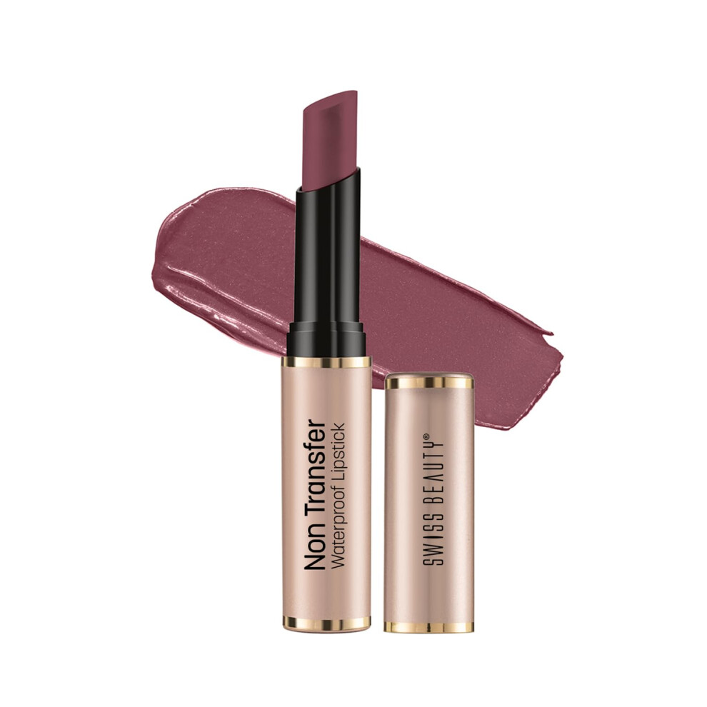 Swiss Beauty Non-Transfer Waterproof Lipstick With Jojoba Seed Oil | Matte Finish | Long-Lasting | Highly Pigmented | Shade- Mellow Drama, 3Gm