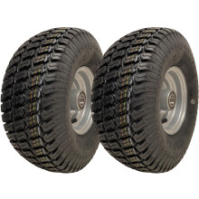 15x6.00-6 Grass Lawnmower Wheels 4ply P332 Tyre on Rim 25mm Bearings (Set of 2)
