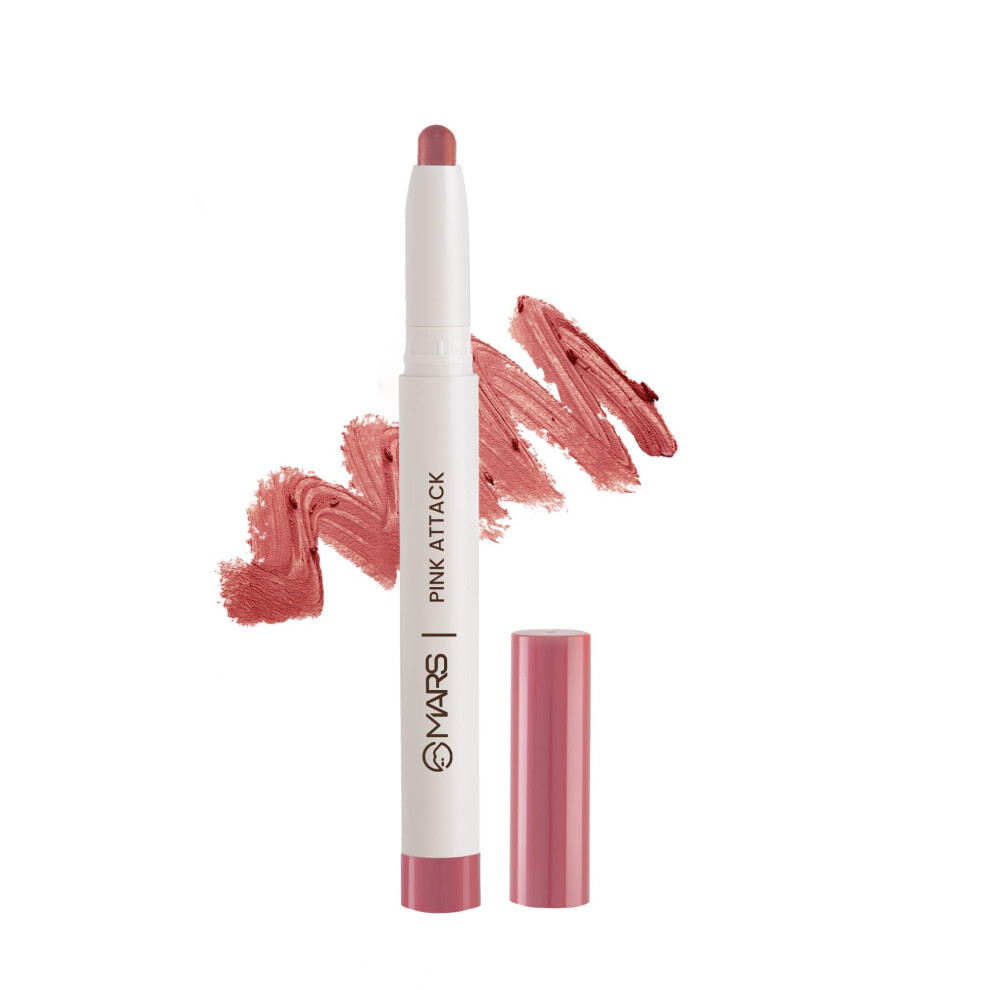 Mars Retractable Poppins Long Lasting Lip Crayon | Matte Finish | Smudge Proof & Kiss Proof Crayon Lipstick For Women (1.3 Gm) (10-Pink Attack)