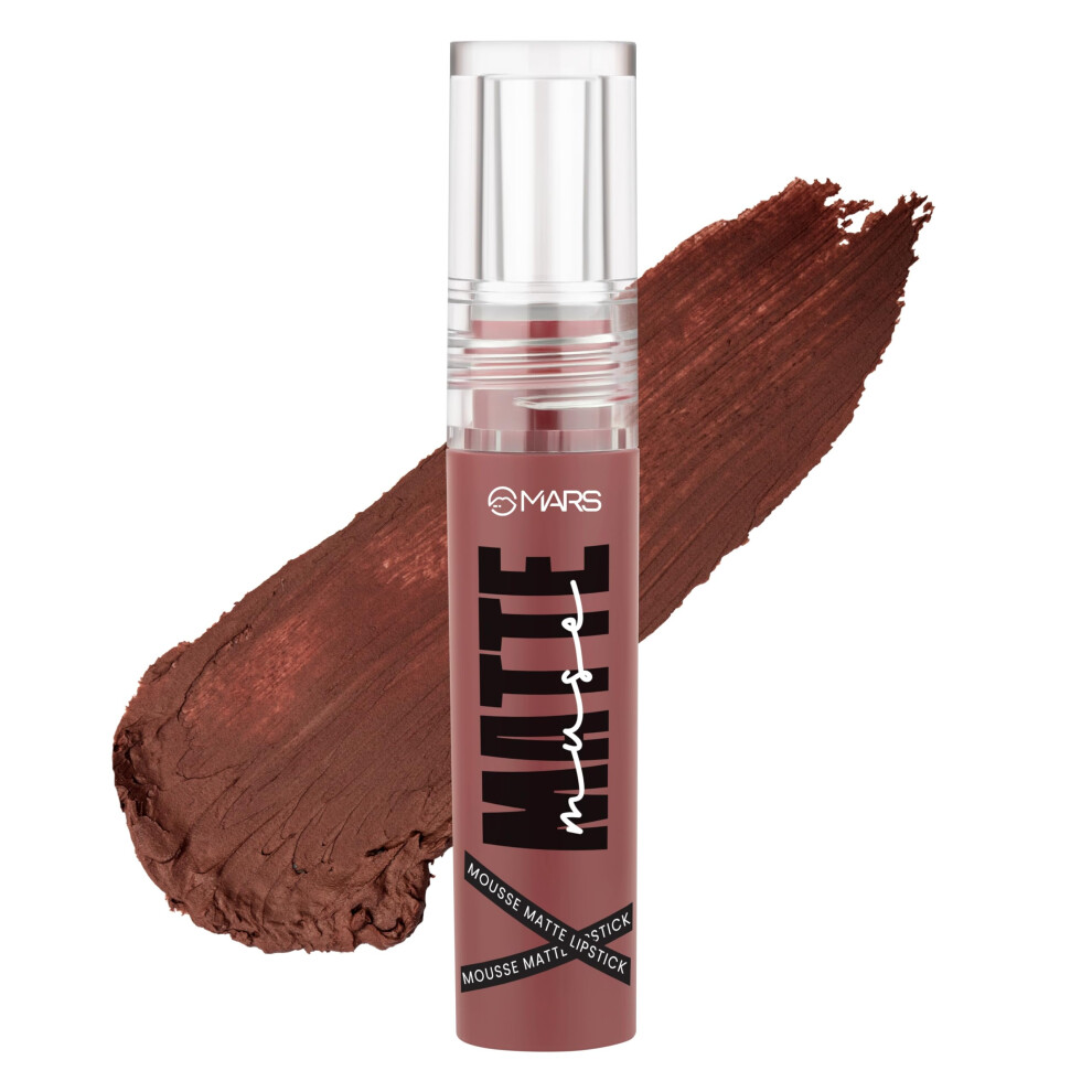 Mars Matte Muse Mousse Lipstick (3Ml) (11-Show Stopper) With Doe-Foot Applicator | Highly Pigmented | Smooth Texture | Hydrating Formula | Blurry Lips