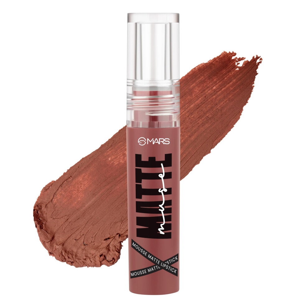 Mars Matte Muse Mousse Lipstick (3Ml) (07-Celebrity) With Doe-Foot Applicator | Highly Pigmented | Smooth Texture | Hydrating Formula | Blurry Lips Ef