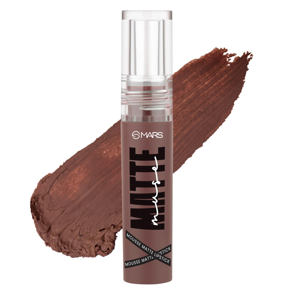Mars Matte Muse Mousse Lipstick (3Ml) (03-Queen) With Doe-Foot Applicator | Highly Pigmented | Smooth Texture | Hydrating Formula | Blurry Lips Effect