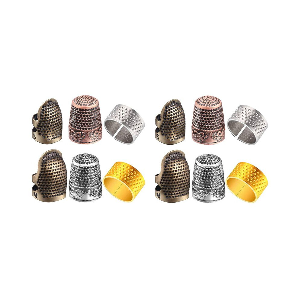 12 Pieces Sewing Thimble Finger Protector,Adjustable Metal Finger Shield Protector For Sewing Embroidery Needlework 4712439146810