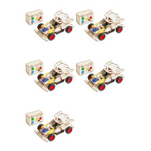5X Kit de Voiture Télécommandée en Bois à Monter Soi-Même, Voiture de Course à Quatre Roues Motrices, Kits D'Expérimentation Scientifique pour
