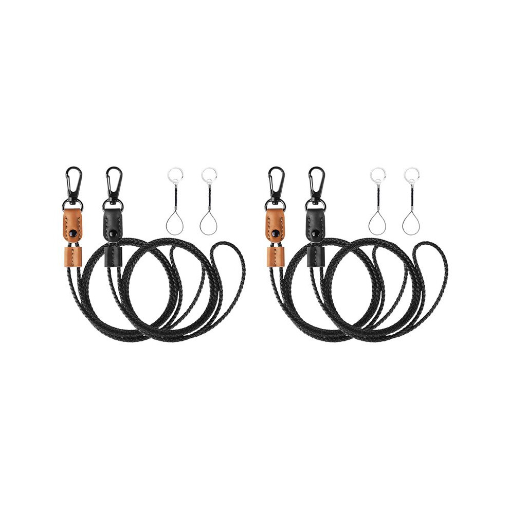 4 Pcs Braided Leather Badge Lanyards For Id Badges Holders Keys Long Strap Neck Lanyard Keychain For Men,Women A 4712875088392