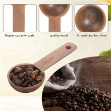 2X Kaffeskopa i Valnötsträ för Burkar, Kaffeskopa för Malet Kaffe, Handgjord Matsked, Måttsked för Kaffebönor