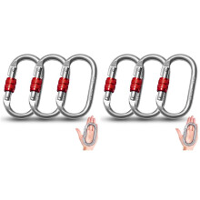 6 Mousquetons de Sécurité Robustes, 25 KN, en Acier Inoxydable, pour Escalade, en Rappel, Hamacs, Chiens