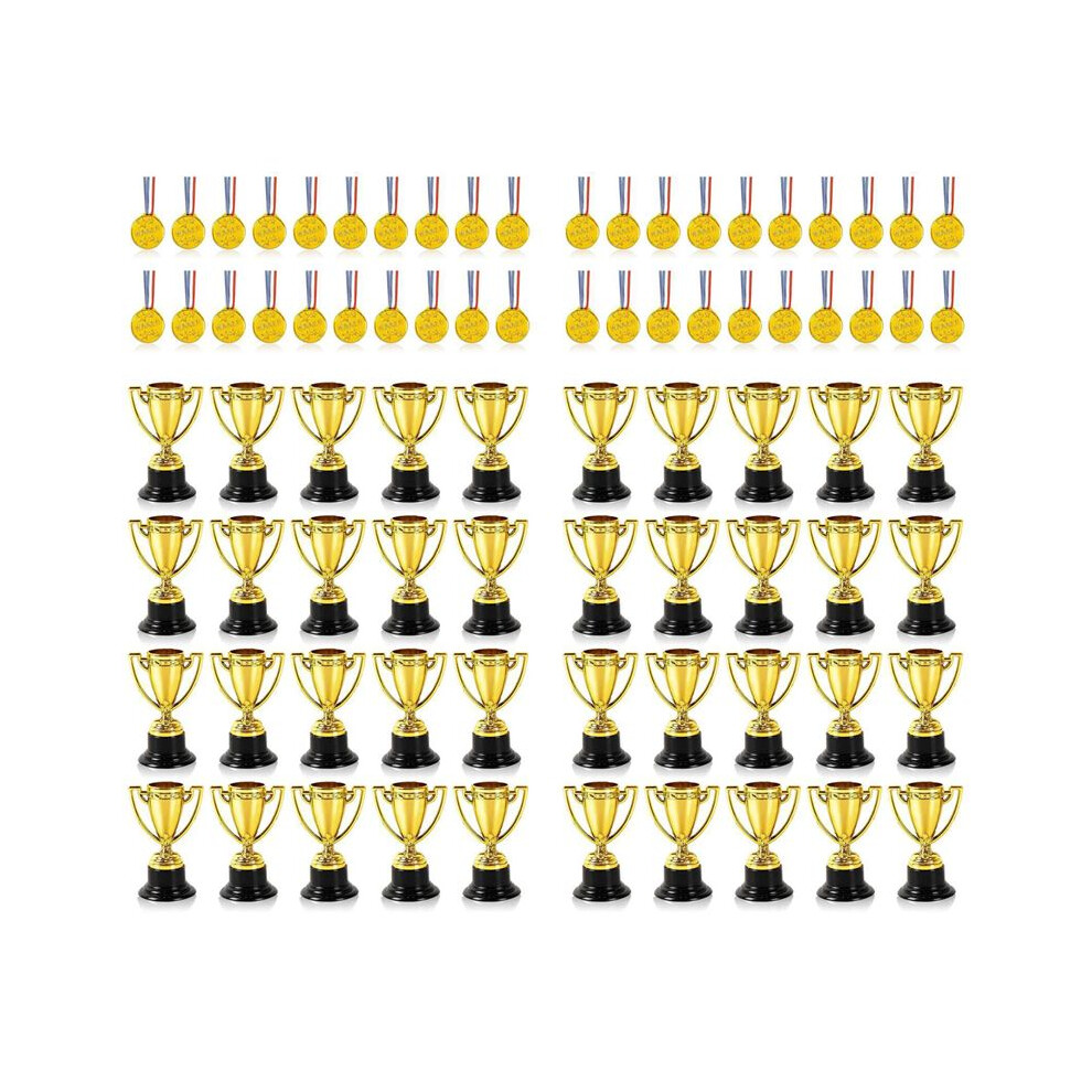 40 Pcs Trophies And 40 Pcs Medals Awards Winner Medals For Kids And Adults - Perfect For Party Favors 4713116670451