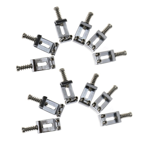 12x Replacement Chrome Tremolo Bridge Saddles for  Electric Guitar
