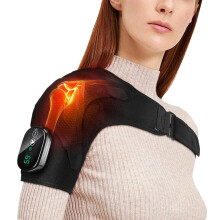 Schouderbandage, verwarmbaar massagekussen voor de schouder, met 3 warmtestanden en trillingsfunctie, touchscreen bediening, comfo