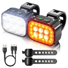 Zeer helder fietslichtenset, usb-oplaadbare led-fietsverlichting voor nachtelijke ritten, voorlicht en achterlicht