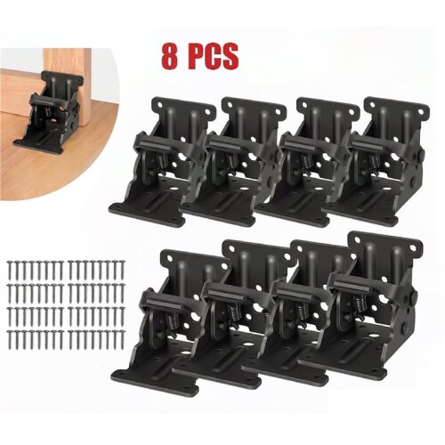 8PC 90 Degree Folding Table Leg Brackets Self Lock Foldable Hinge DIY Heavy Load 1