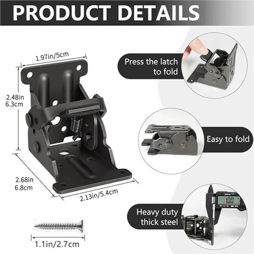 8PC 90 Degree Folding Table Leg Brackets Self Lock Foldable Hinge DIY Heavy Load 2