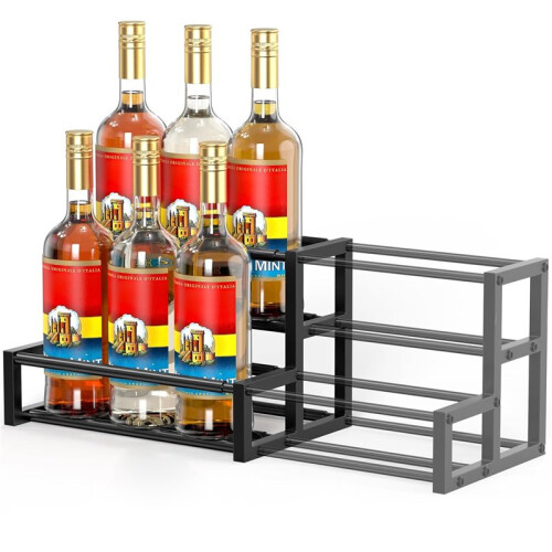 Expandable Coffee Syrup Organizer Adjustable Width Heavy Metal Syrup Rack (Holds 6-12 Bottles)