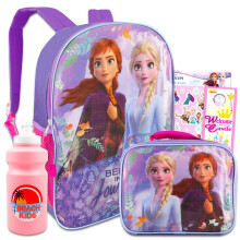 Disney Die Eiskönigin Rucksack- und Brotdosen-Set - 16" Elsa & Anna Rucksack, Brotdose, Wasserflasche, Sticker, mehr