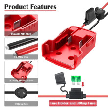 Kit de Conversão para Bateria para  M18 com 2 Adaptadores de 18V, Interruptor e Fusível, Fio 12 AWG