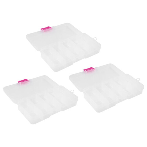 3pcs 10 Grid Electronic Component Parts Kits Plastic Storage Box Case