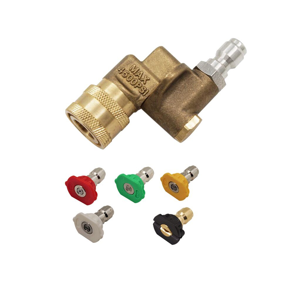 1/4In Quick Connect Pivoting Coupler Adjustable Adapter W/5 Spray Nozzles Copper Connection For High Pressure Car Washer 6033418167762