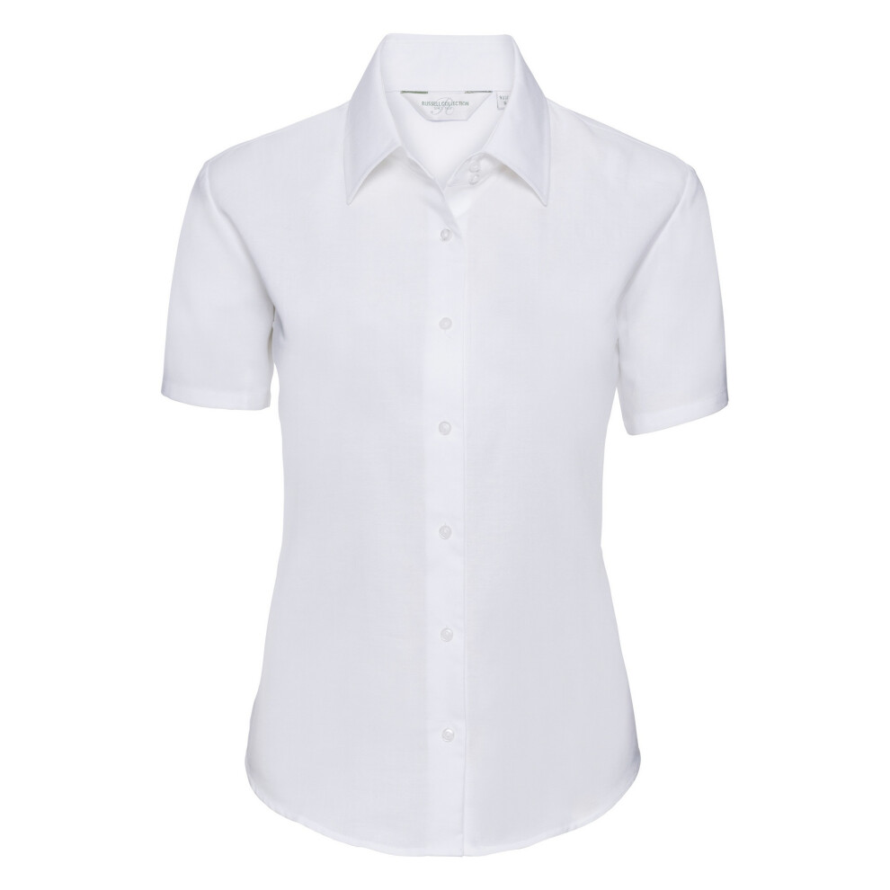 Russell (5Xl, ) Collection Ladies/Womens Short Sleeve Easy Care Oxford Shirt White