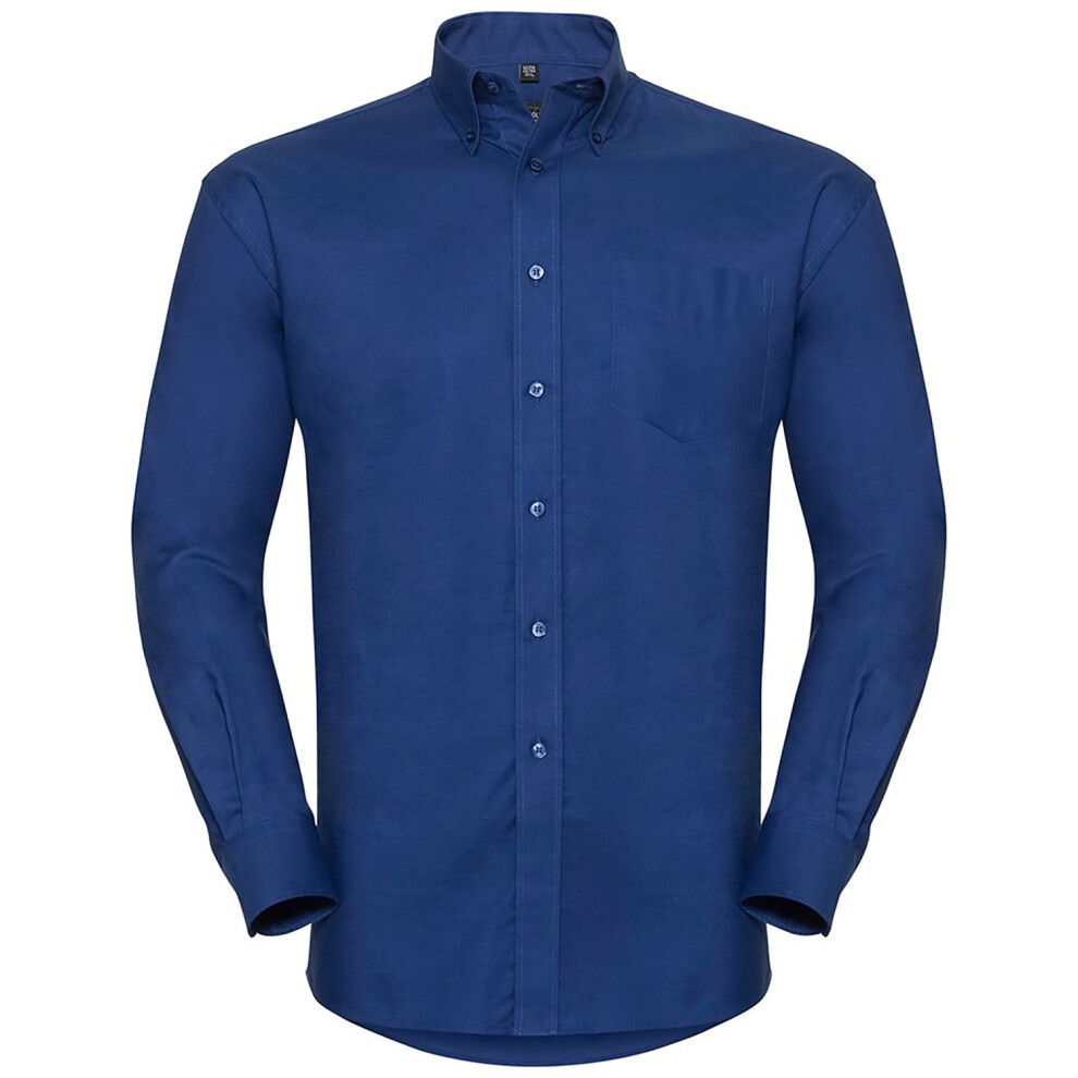 Russell (16Inch, Bright Royal) Collection Mens Long Sleeve Easy Care Oxford Shirt Multicoloured