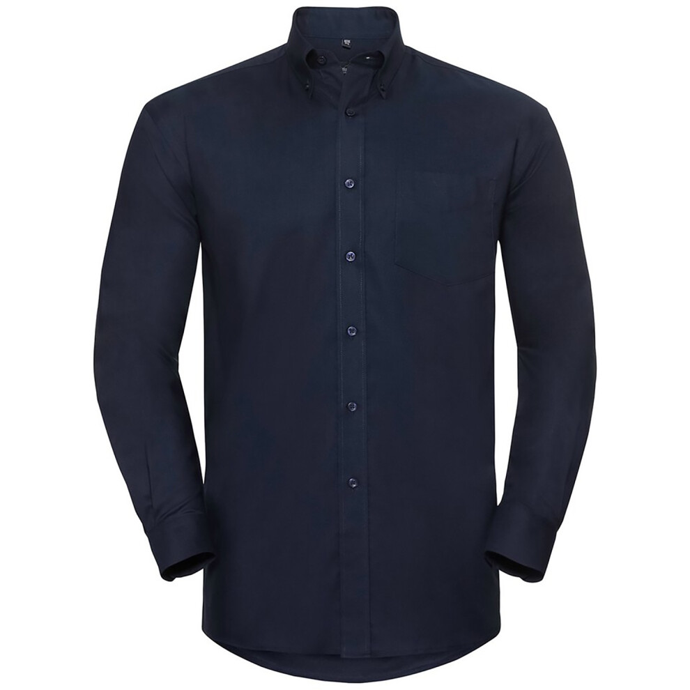 Russell (18.5Inch, Bright Navy) Collection Mens Long Sleeve Easy Care Oxford Shirt Blue,Multicoloured
