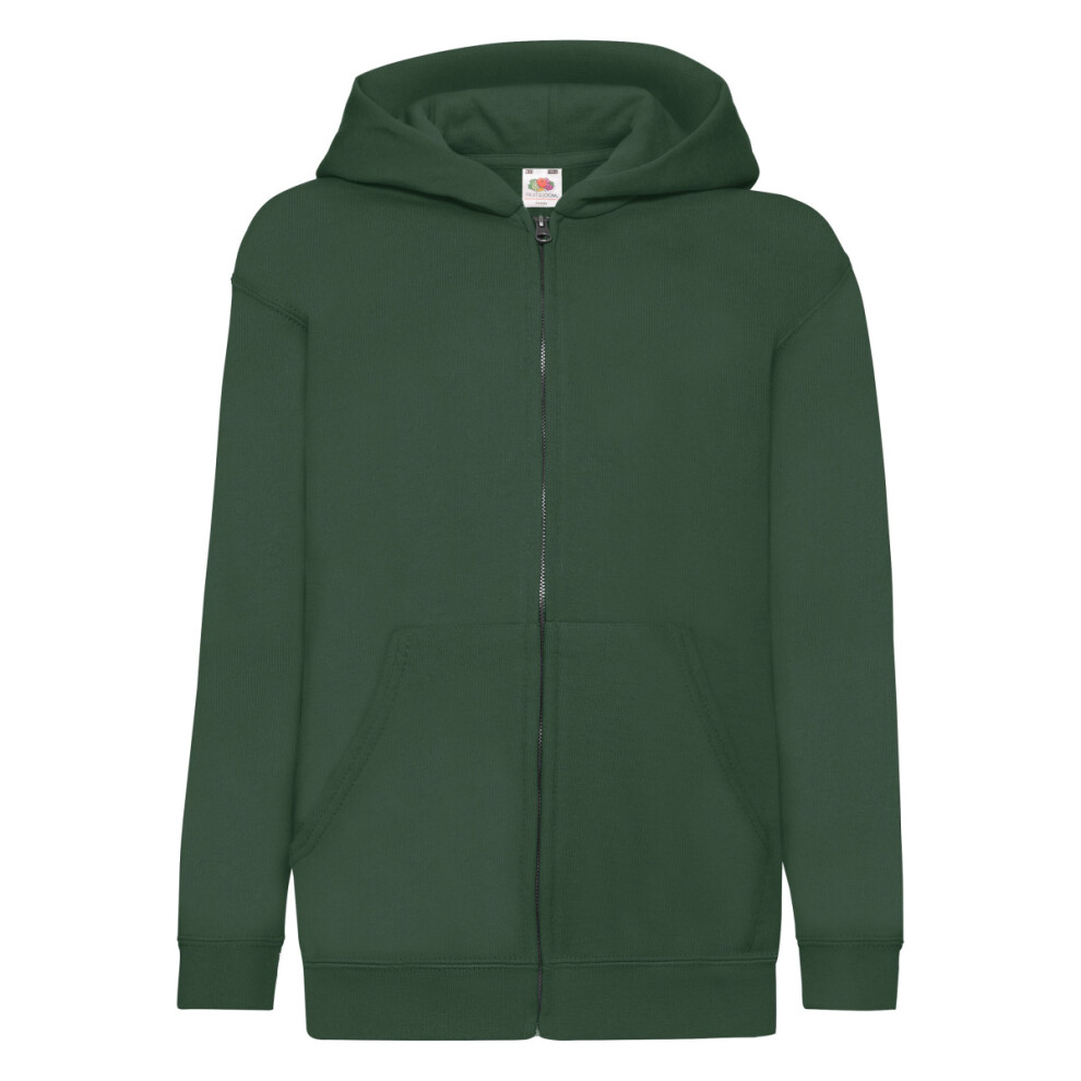 Fruit Of The Loom (12-13, Bottle ) Childrens/Kids Unisex Hooded Sweatshirt Jacket Green