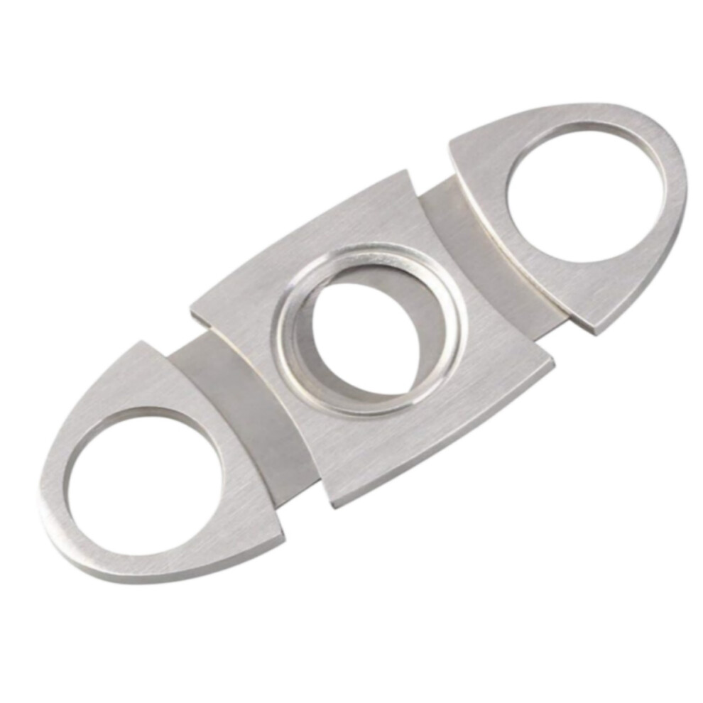 Double Blade Stainless Steel Cigar Cutter, Pocket Guillotine Scissors, With Luxury Box Silver