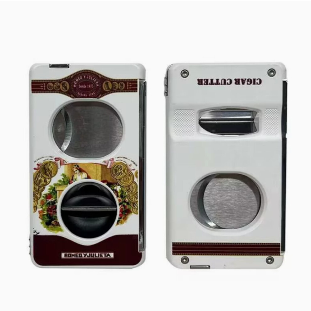 Professional V-Cut Cigar Cutter, Zinc Alloy Guillotine With Stainless Steel Blade, Heavy Duty Gift For Men, White 9172985924648