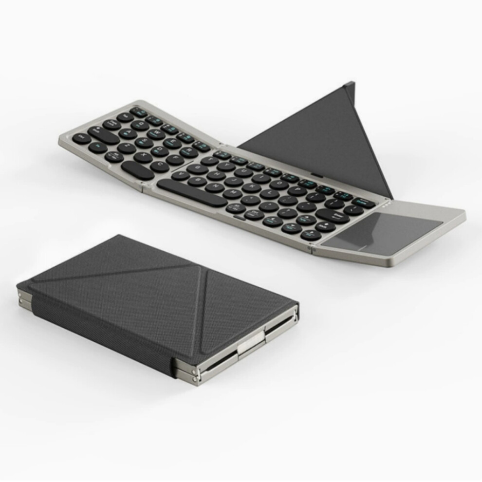 Foldable Bluetooth Keyboard With Touchpad, Tri-Device Wireless Keyboard With Magnetic Stand For Tablets And Smartphones 9172985925348