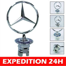 Yhteensopiva auton merkki ja tunnus W210/W220:lle, konepellin koriste, seisovat vehnäntähdet, metallipinta, kestävä koriste